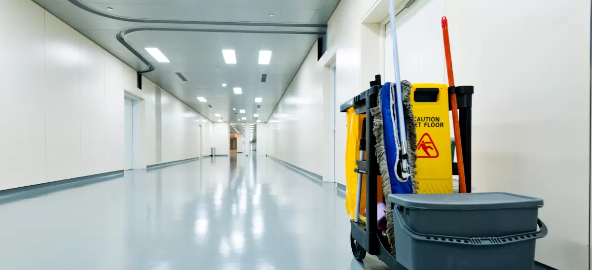 Cleaner a hospital hallway