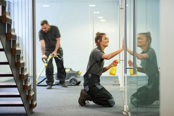 Commercial cleaners maintaining a workplace